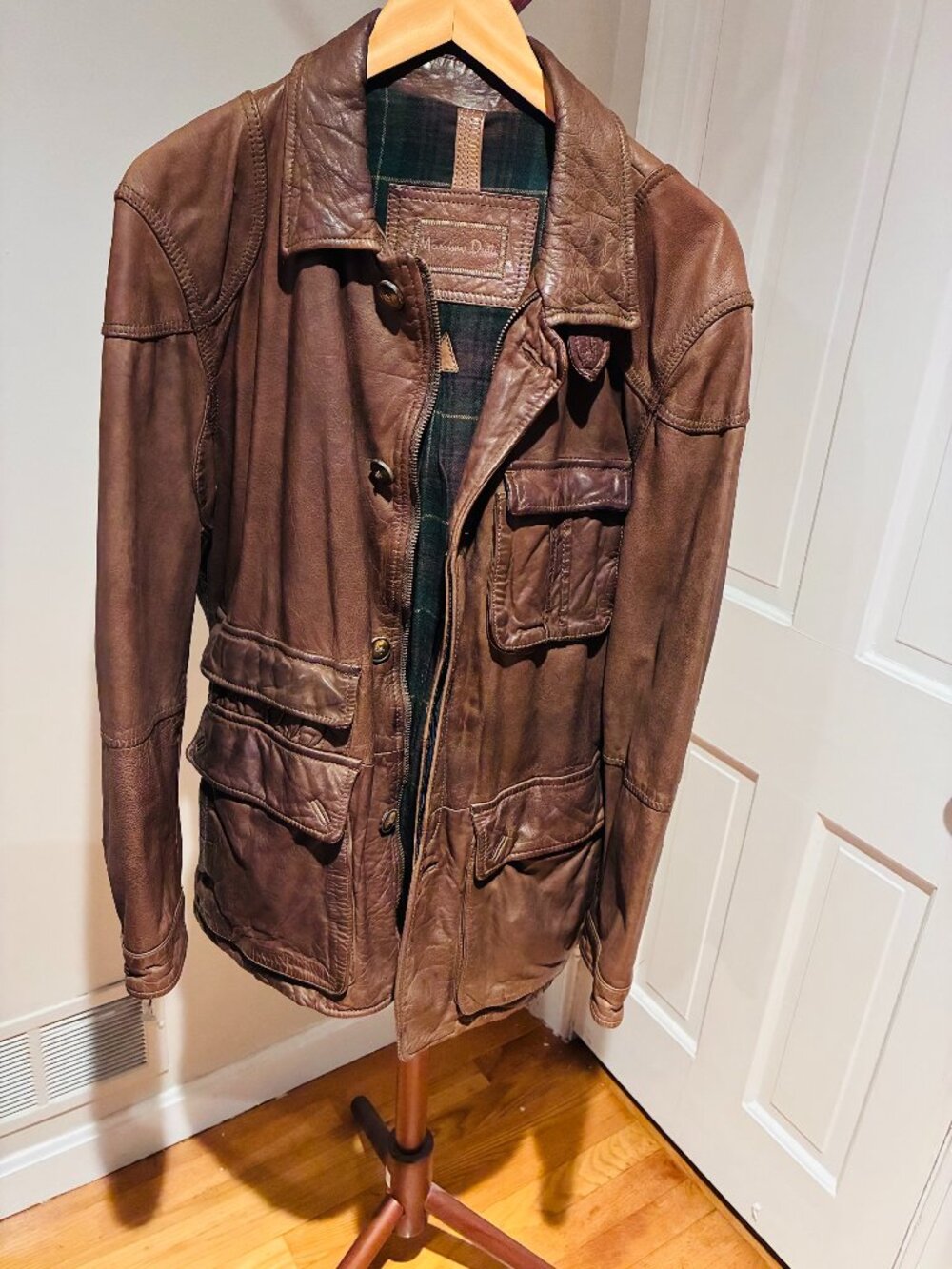 Massimo Dutti Men’s Brown Cow Leather Jacket XL (44)